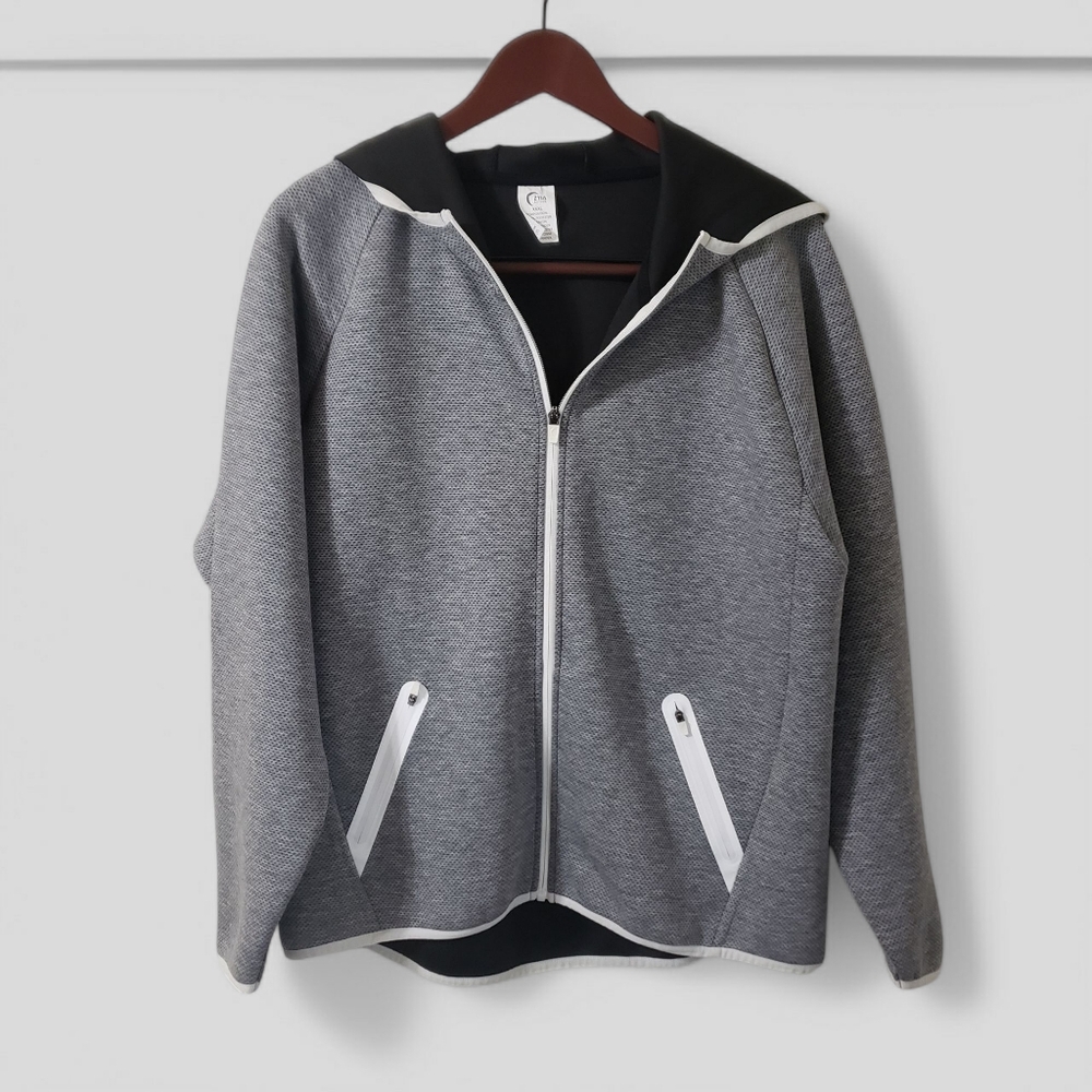 Zyia Active Gray Sport Pocket Hoodie Jacket XXXL Full Zip Outdoors Lightweight